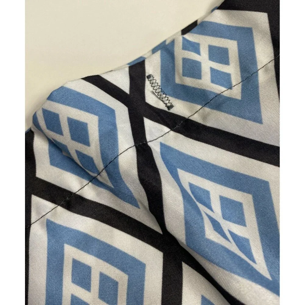 Blue Diamond Print Modern Shower Curtain Fabric White Pattern Long Bathroom